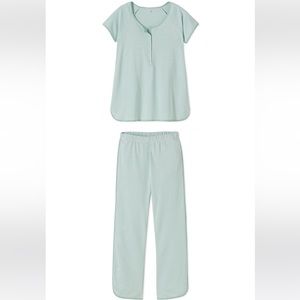 LAKE Pima short-long pajama set in Parisian Green, size small